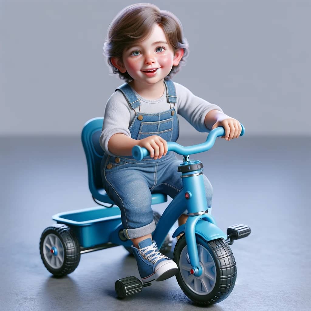 young child enjoying a playful moment on a toy ride-on bike, filled with the innocence and joy of childhood